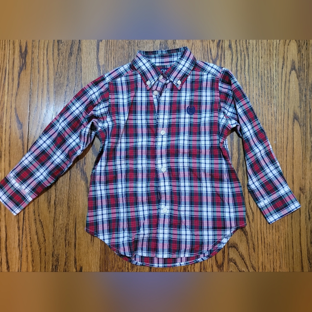 Chaps Boy's 3T Red Plaid Button-Up Shirt